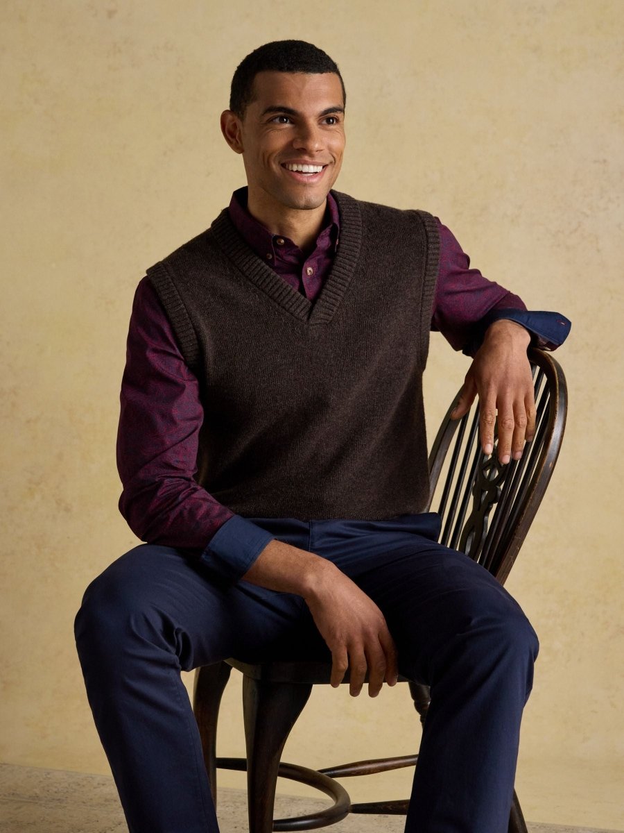 Classic Fit Burgundy Cotton Printed Shirt - RUTHERFORD & Co