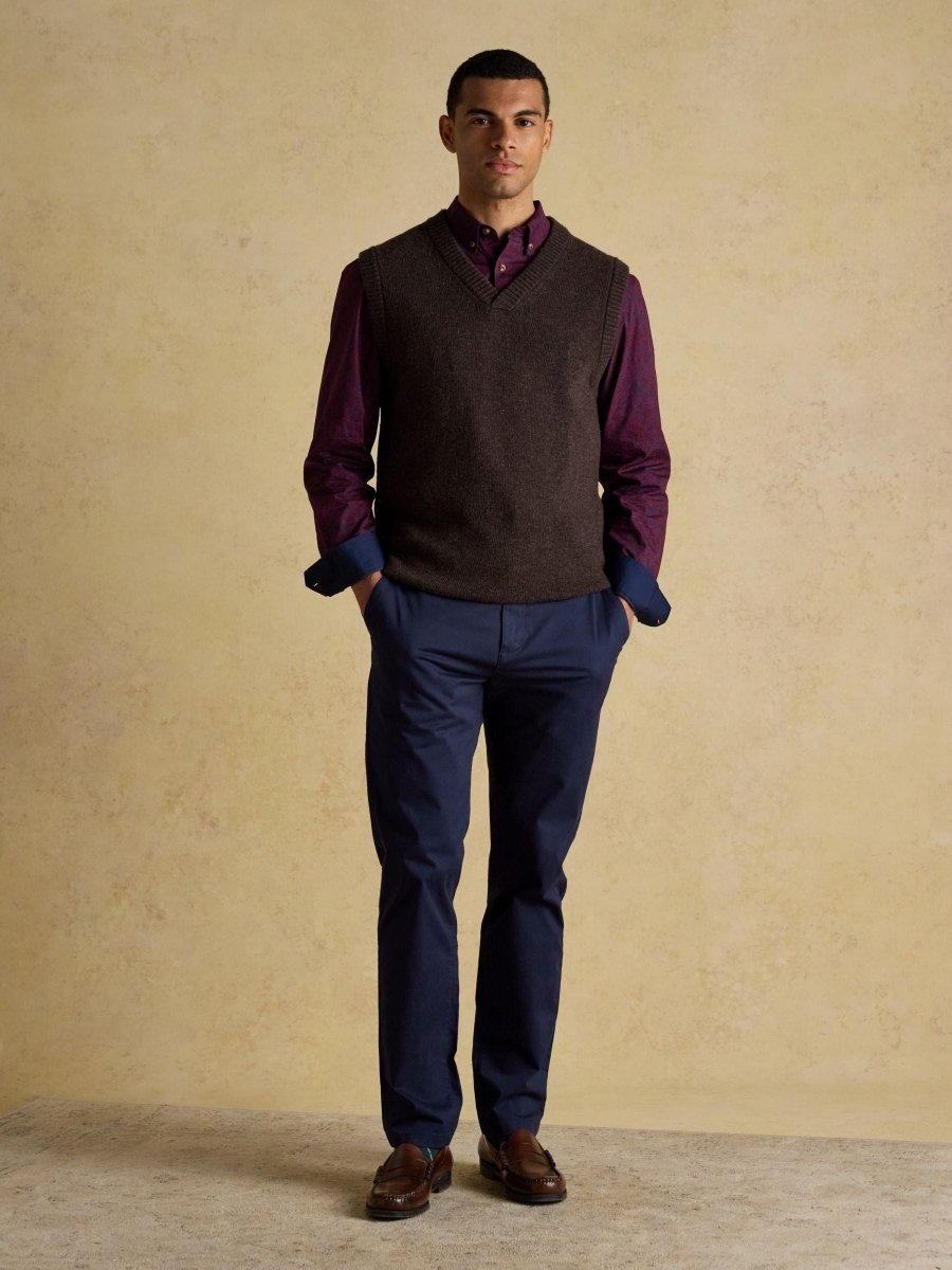 Classic Fit Burgundy Cotton Printed Shirt - RUTHERFORD & Co