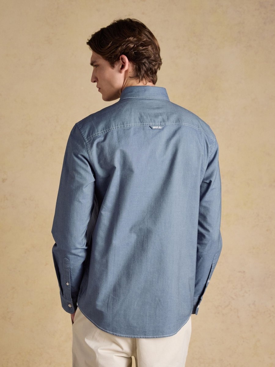 Classic Fit Chambray Blue Cotton Oxford Shirt - RUTHERFORD & Co