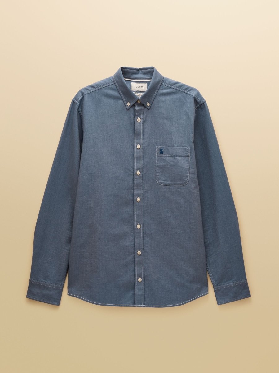Classic Fit Chambray Blue Cotton Oxford Shirt - RUTHERFORD & Co
