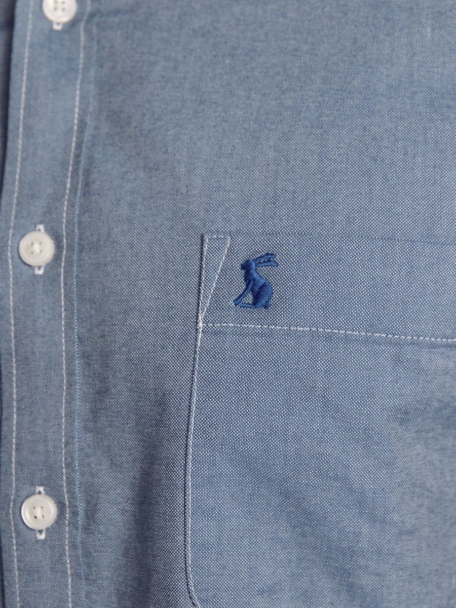 Classic Fit Chambray Blue Cotton Oxford Shirt - RUTHERFORD & Co