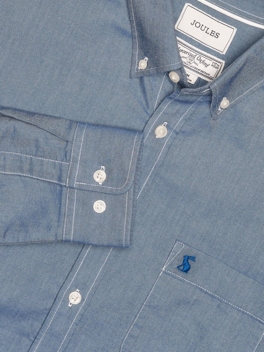 Classic Fit Chambray Blue Cotton Oxford Shirt - RUTHERFORD & Co