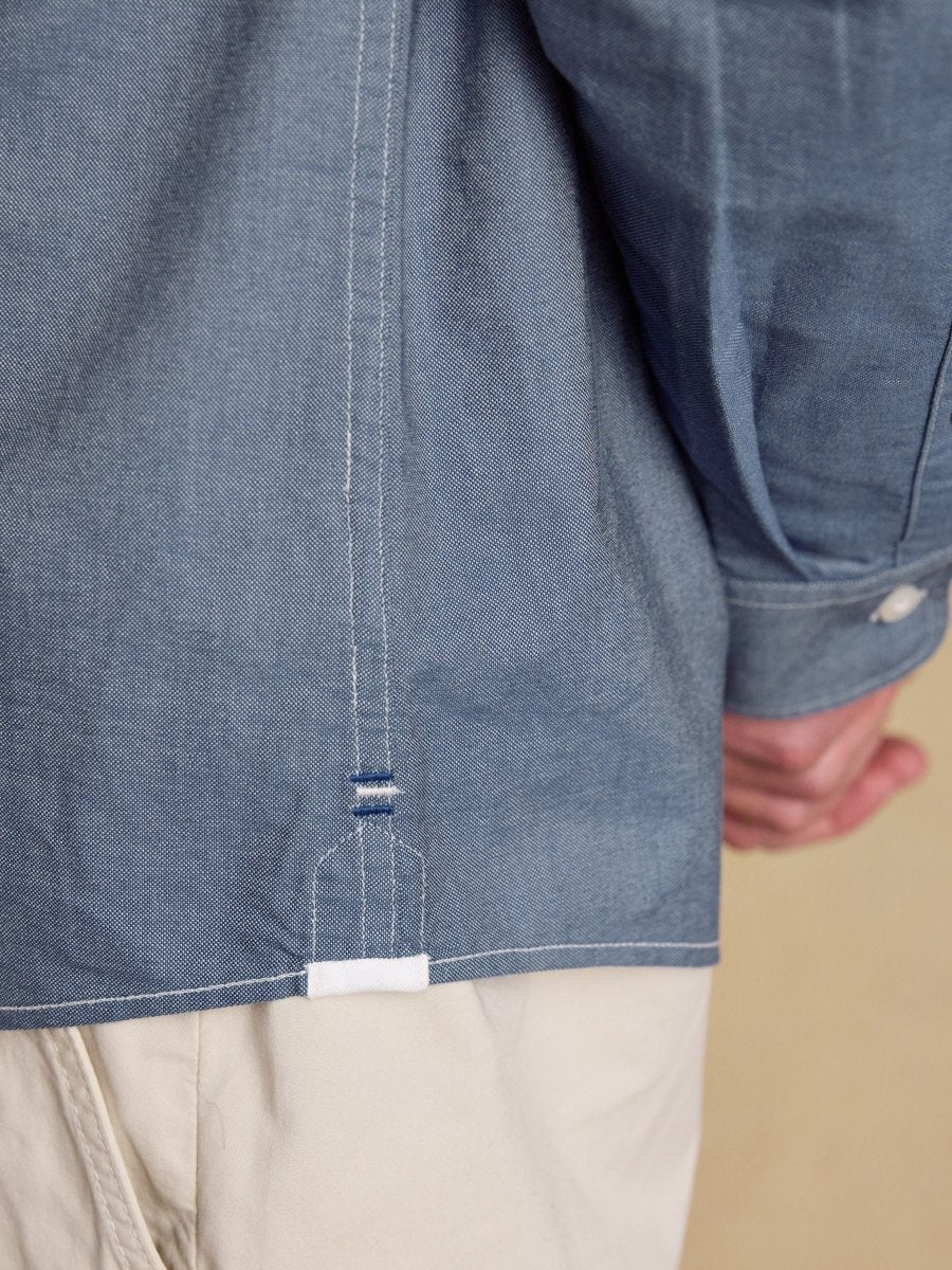 Classic Fit Chambray Blue Cotton Oxford Shirt - RUTHERFORD & Co