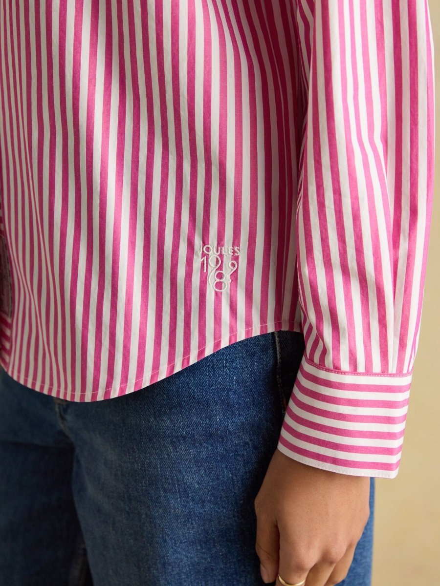 Classic Fit Pink Striped Poplin Shirt - RUTHERFORD & Co