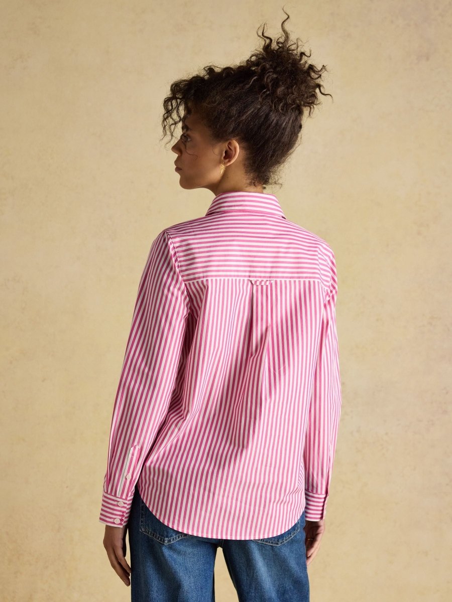 Classic Fit Pink Striped Poplin Shirt - RUTHERFORD & Co