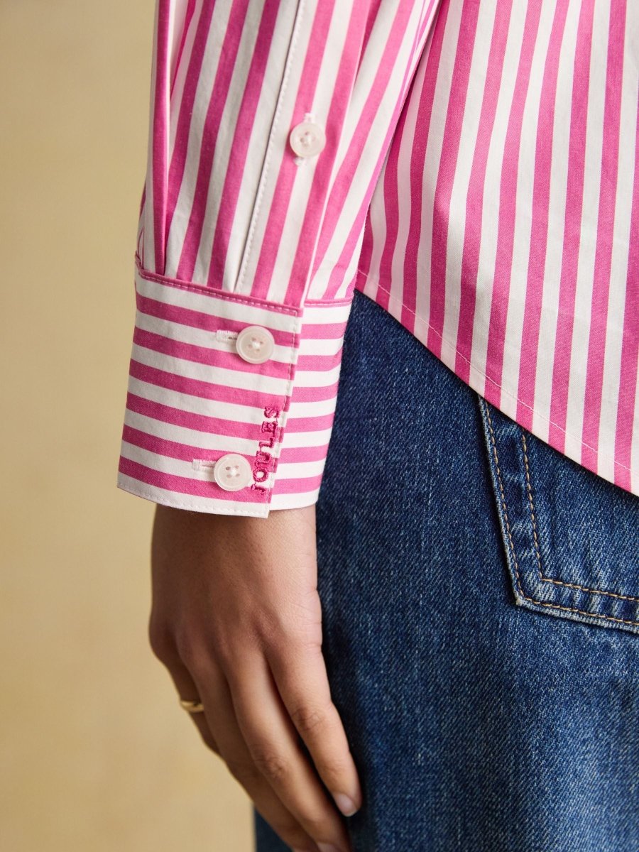 Classic Fit Pink Striped Poplin Shirt - RUTHERFORD & Co