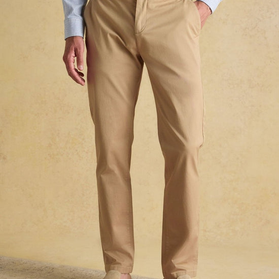 Classic Fit Tan Chino Trousers - RUTHERFORD & Co