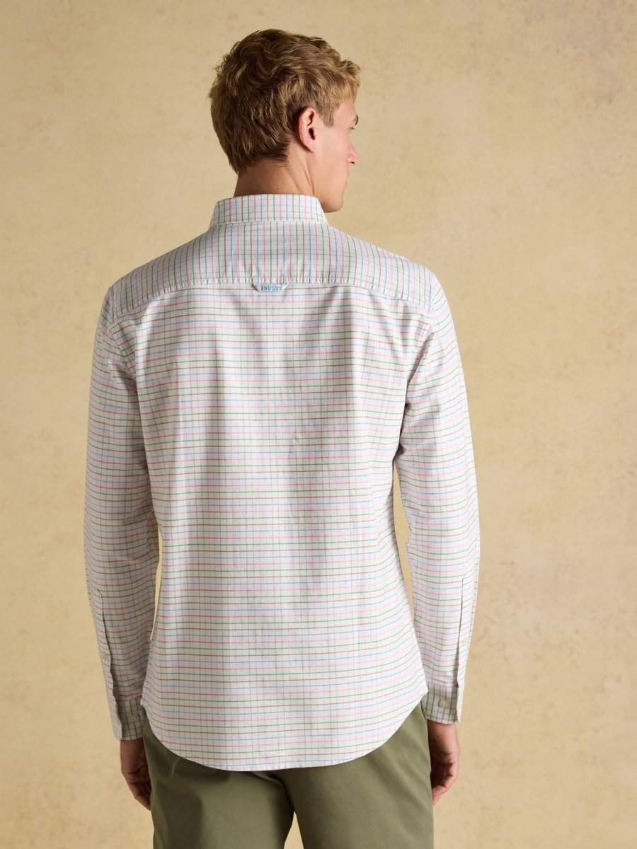 Classic Fit White Checked Cotton Oxford Shirt - RUTHERFORD & Co
