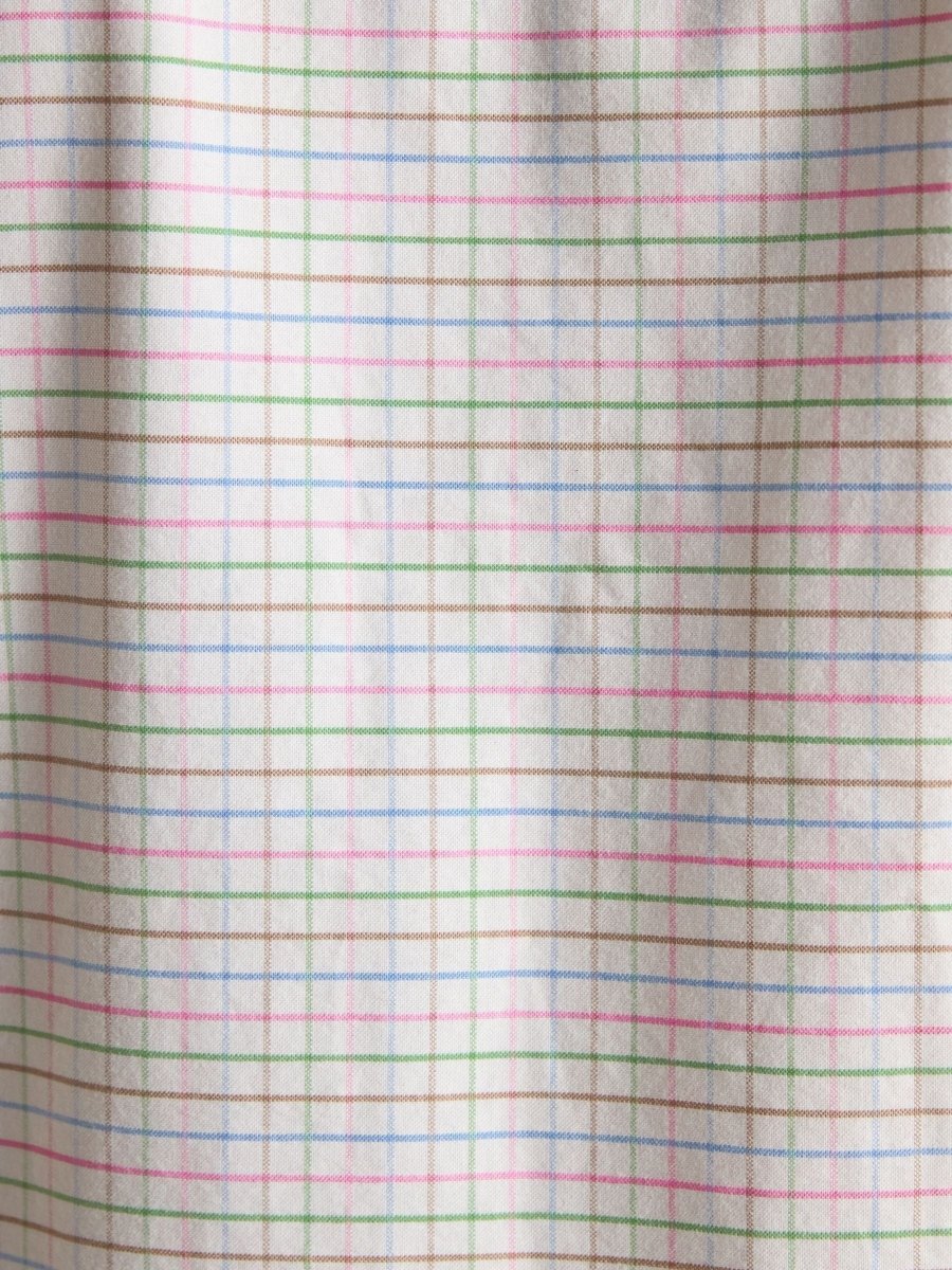 Classic Fit White Checked Cotton Oxford Shirt - RUTHERFORD & Co