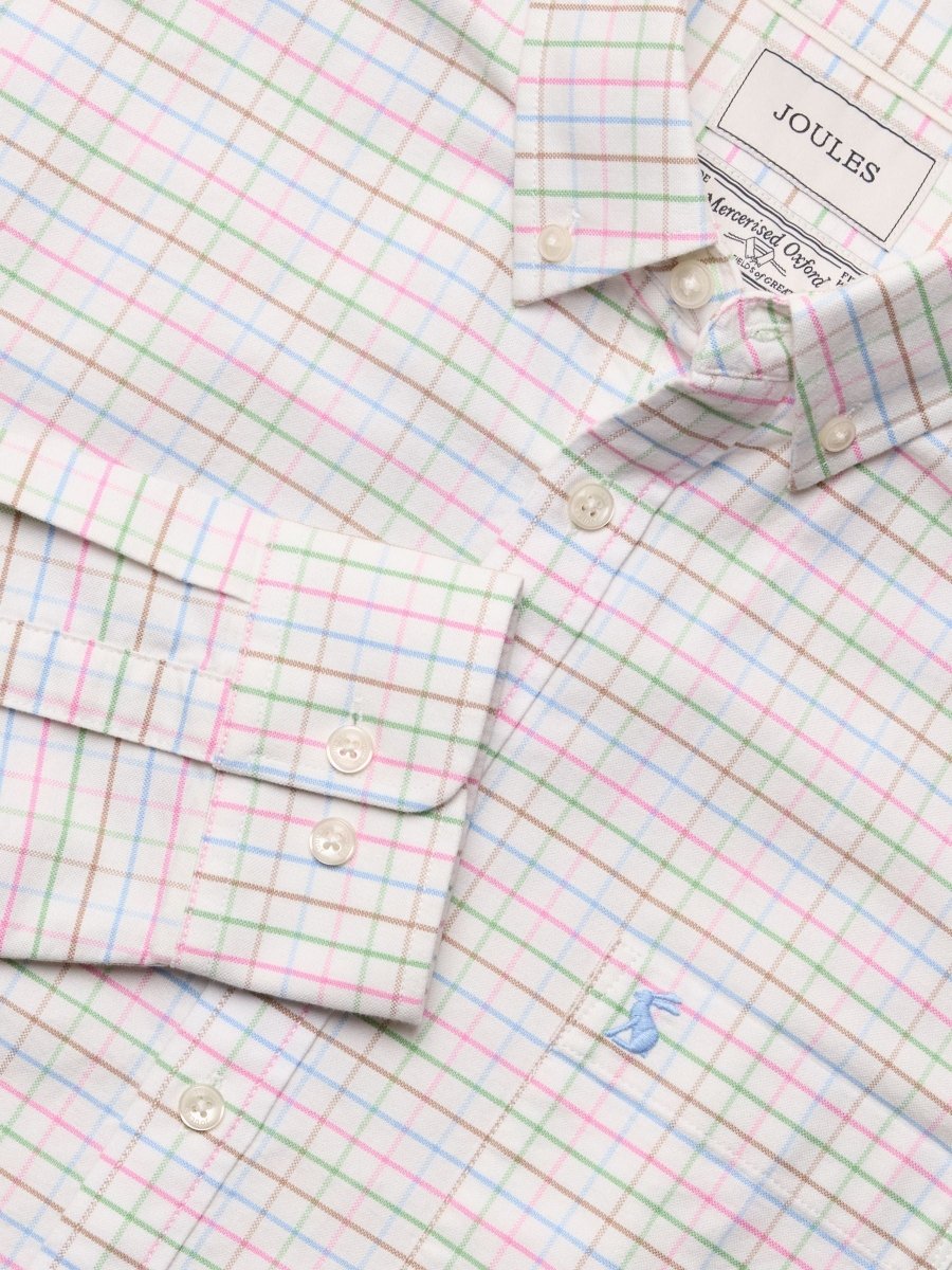 Classic Fit White Checked Cotton Oxford Shirt - RUTHERFORD & Co