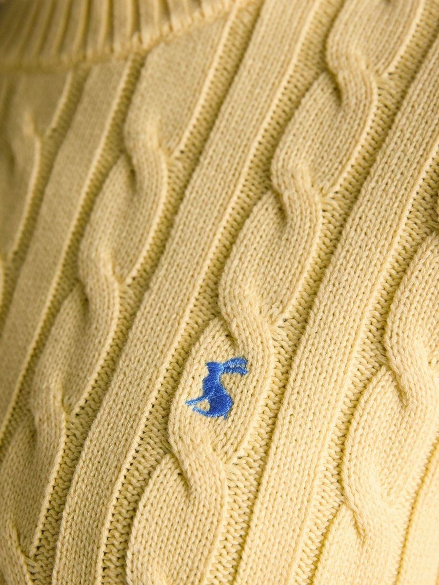 Classic Yellow Crew Neck Cotton Cable Knit Jumper - RUTHERFORD & Co
