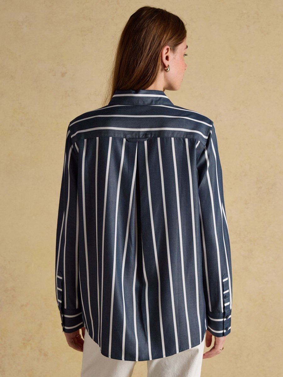 Claudia Navy Cream Stripe Boyfriend Shirt - RUTHERFORD & Co