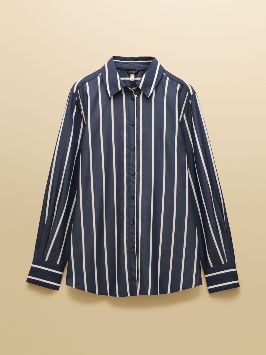 Claudia Navy Cream Stripe Boyfriend Shirt - RUTHERFORD & Co