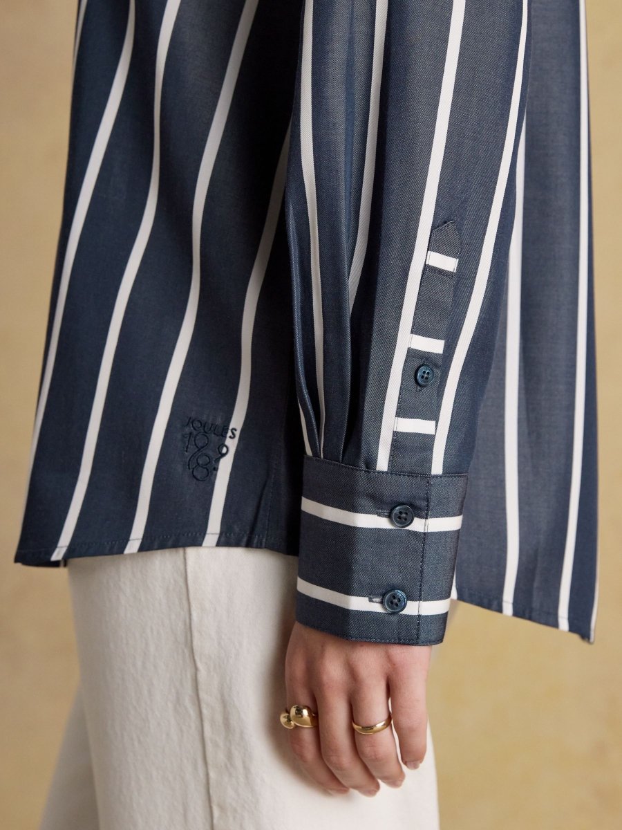 Claudia Navy Cream Stripe Boyfriend Shirt - RUTHERFORD & Co