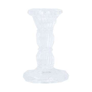 Clear Moulded Glass Candlestick (10cm) - RUTHERFORD & Co