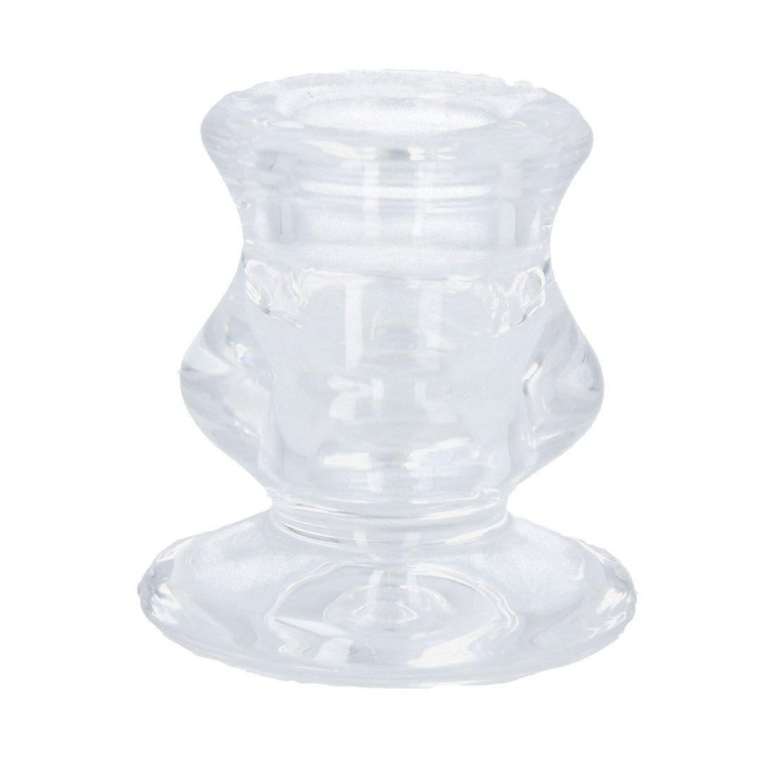 Clear Short Glass Candlestick (6cm) - RUTHERFORD & Co