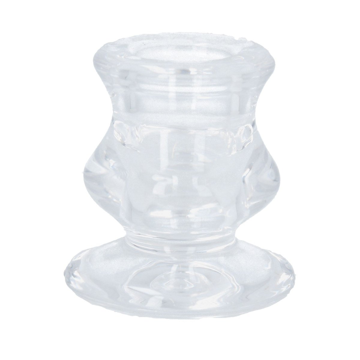 Clear Short Glass Candlestick (6cm) - RUTHERFORD & Co