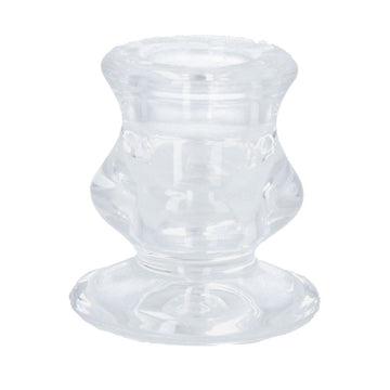 Clear Short Glass Candlestick (6cm) - RUTHERFORD & Co