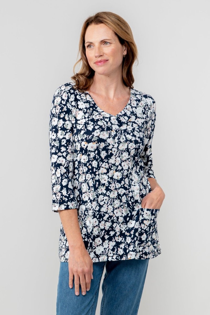 Clover Jersey V - neck Tunic - RUTHERFORD & Co