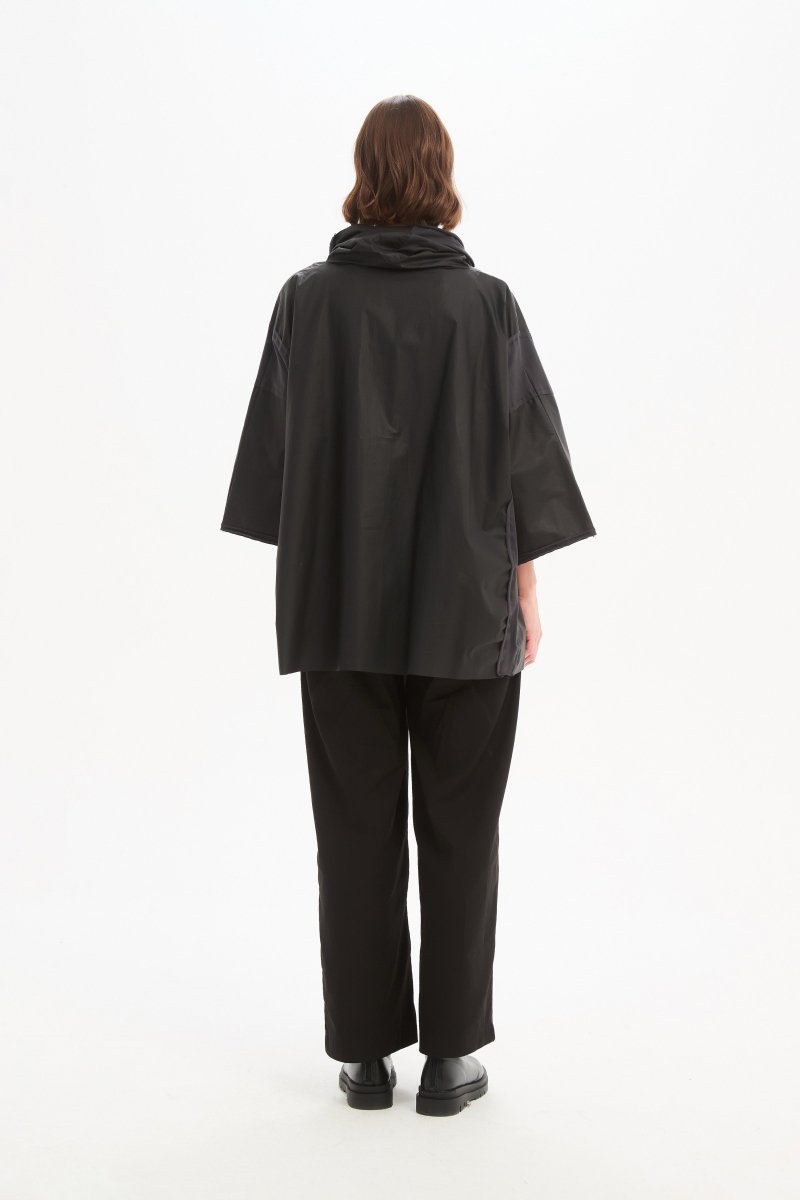 Coated Combi Boxy Top Black - RUTHERFORD & Co
