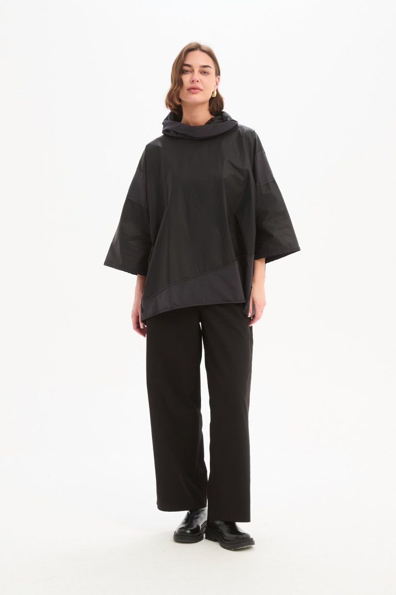Coated Combi Boxy Top Black - RUTHERFORD & Co