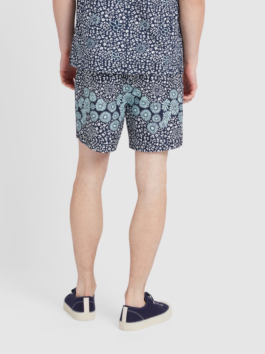 Colbert Floral Print Swim Shorts In True Navy - RUTHERFORD & Co