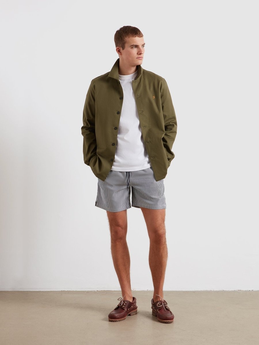 Colbert Seersucker Stripe Swim Shorts In True Navy - RUTHERFORD & Co