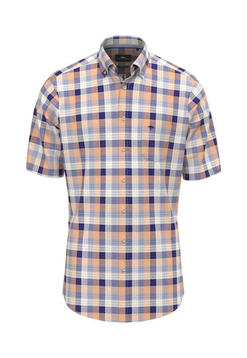 Colorful Slub Check, B.D., 1/2 Tangerine - RUTHERFORD & Co
