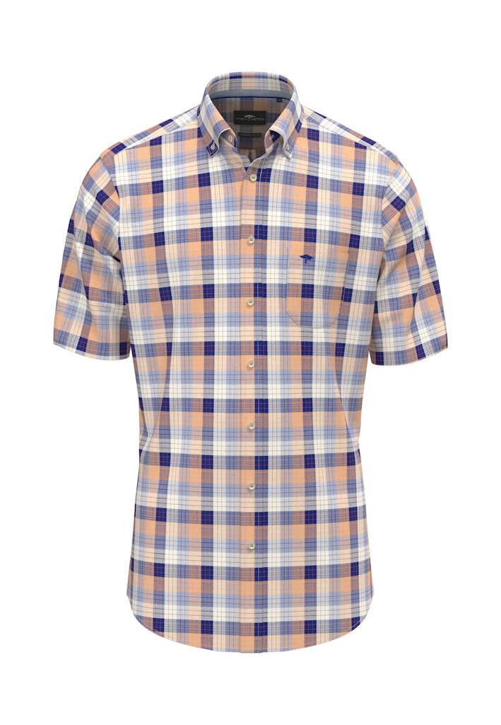 Colorful Slub Check, B.D., 1/2 Tangerine - RUTHERFORD & Co