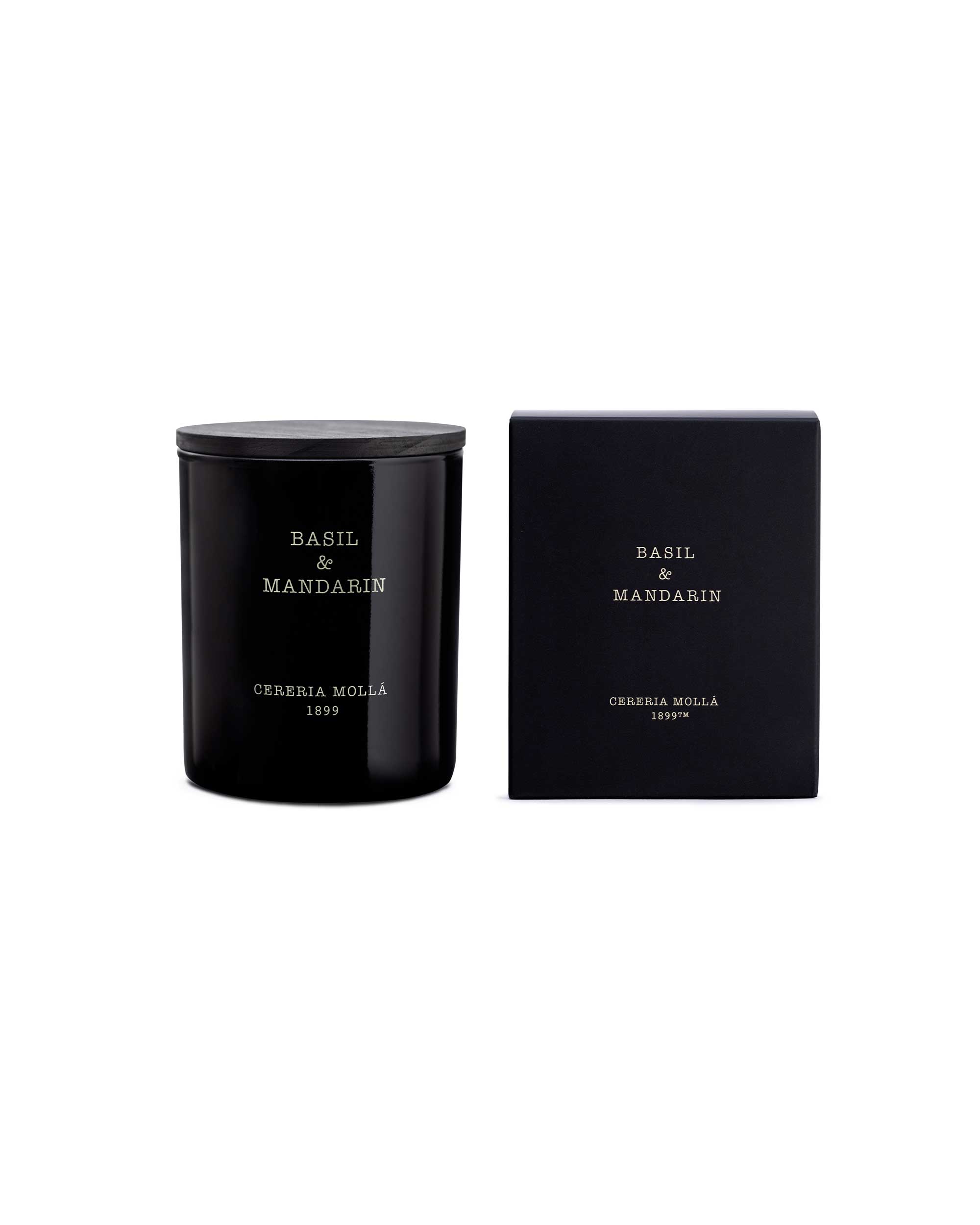 Premium Candle 230g - Basil & Mandarin - Black