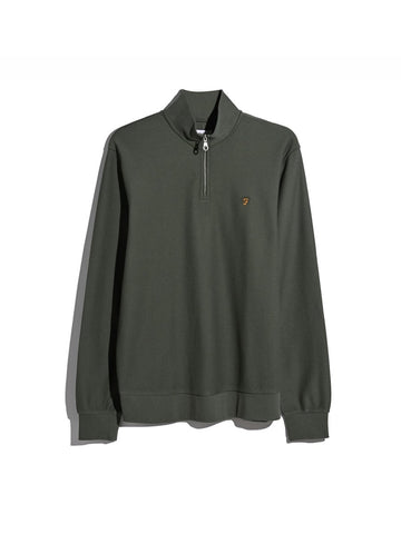 Conrad Textured Quarter Zip Sweatshirt In Rosemary - RUTHERFORD & Co