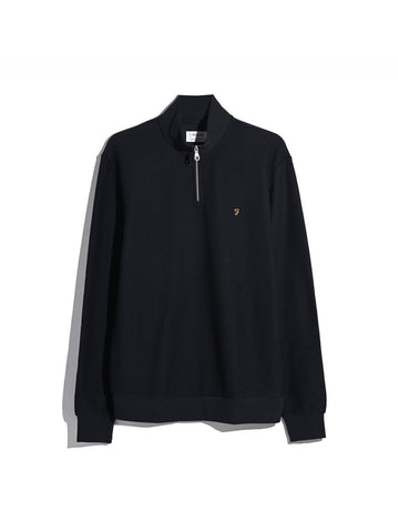 Conrad Textured Quarter Zip Sweatshirt In True Navy - RUTHERFORD & Co