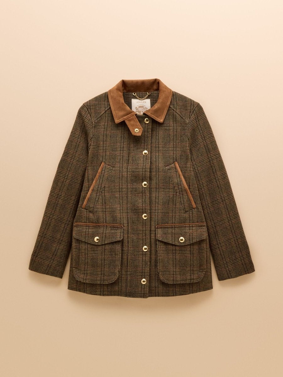 Contemporary Brown Check Tweed Fieldcoat - RUTHERFORD & Co