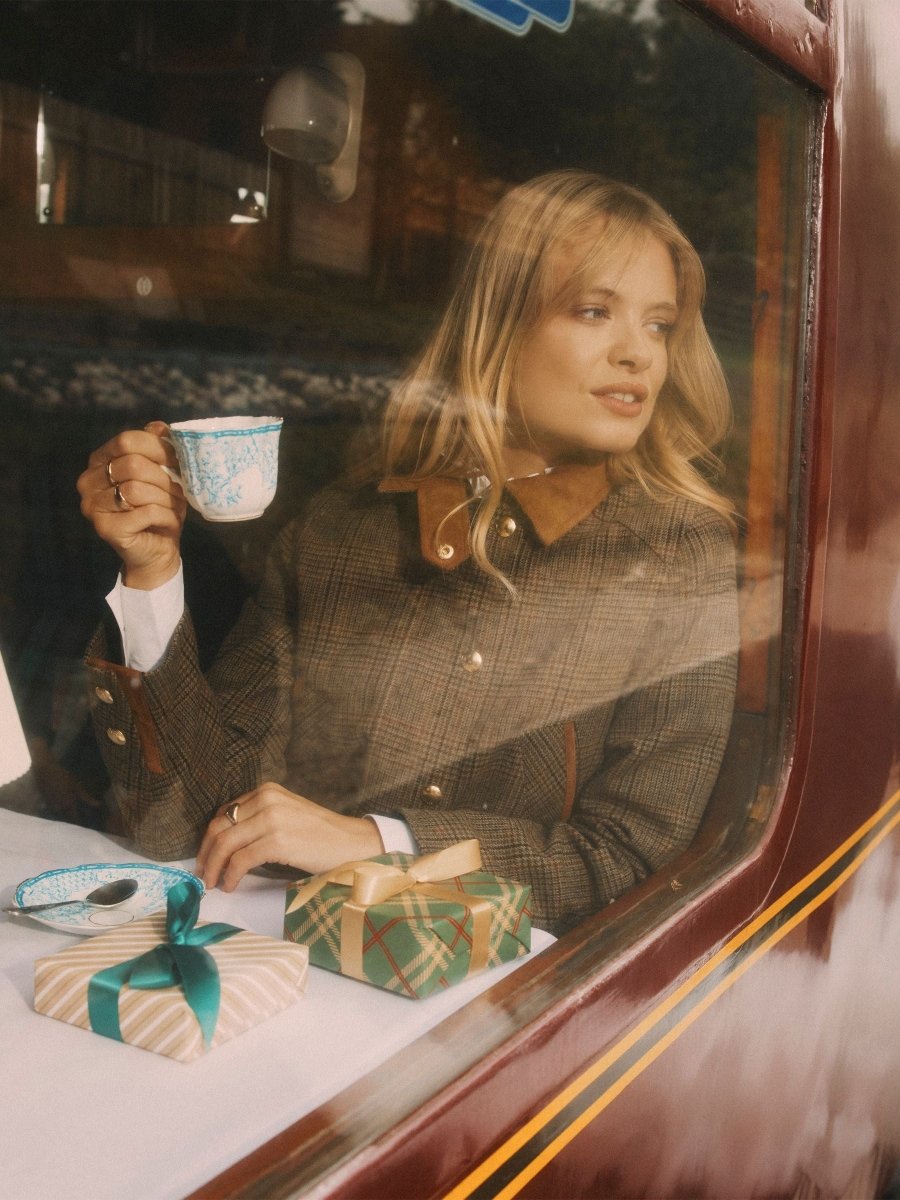 Contemporary Brown Check Tweed Fieldcoat - RUTHERFORD & Co