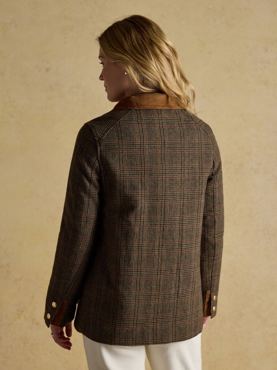 Contemporary Brown Check Tweed Fieldcoat - RUTHERFORD & Co