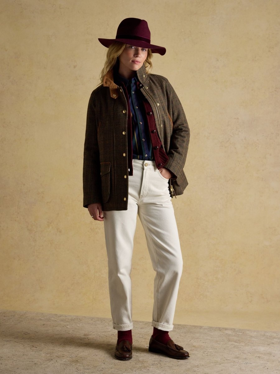 Contemporary Brown Check Tweed Fieldcoat - RUTHERFORD & Co