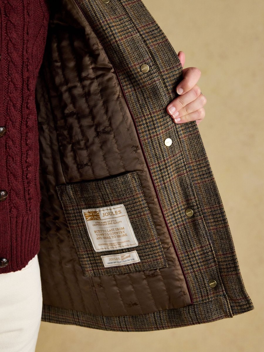 Contemporary Brown Check Tweed Fieldcoat - RUTHERFORD & Co