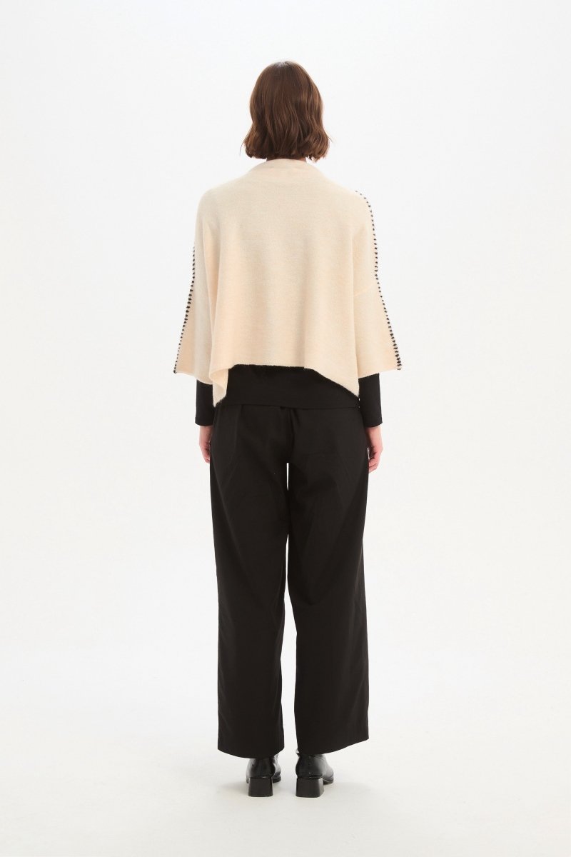 Contrast Stitch Detail Knit Cream - RUTHERFORD & Co