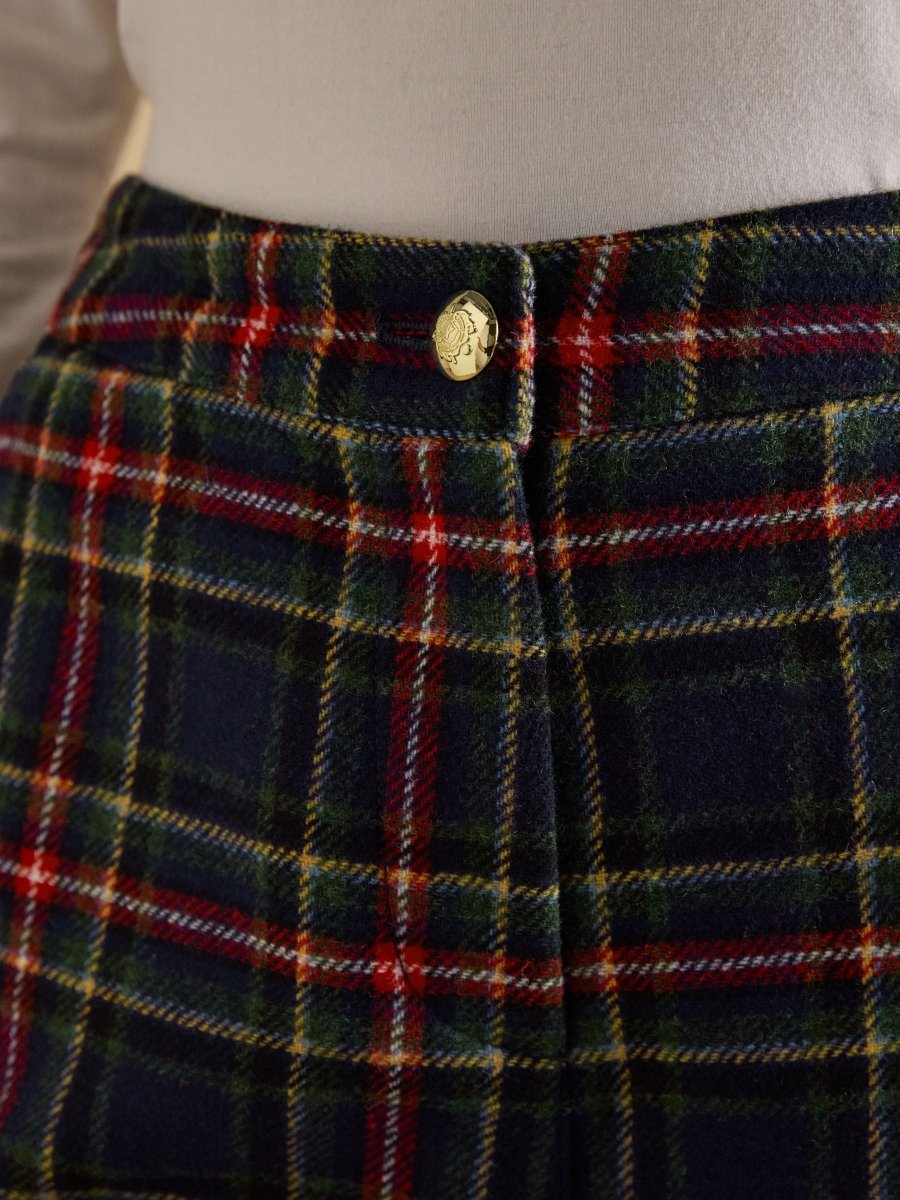Cora Navy Tapered Tweed Trouser - RUTHERFORD & Co