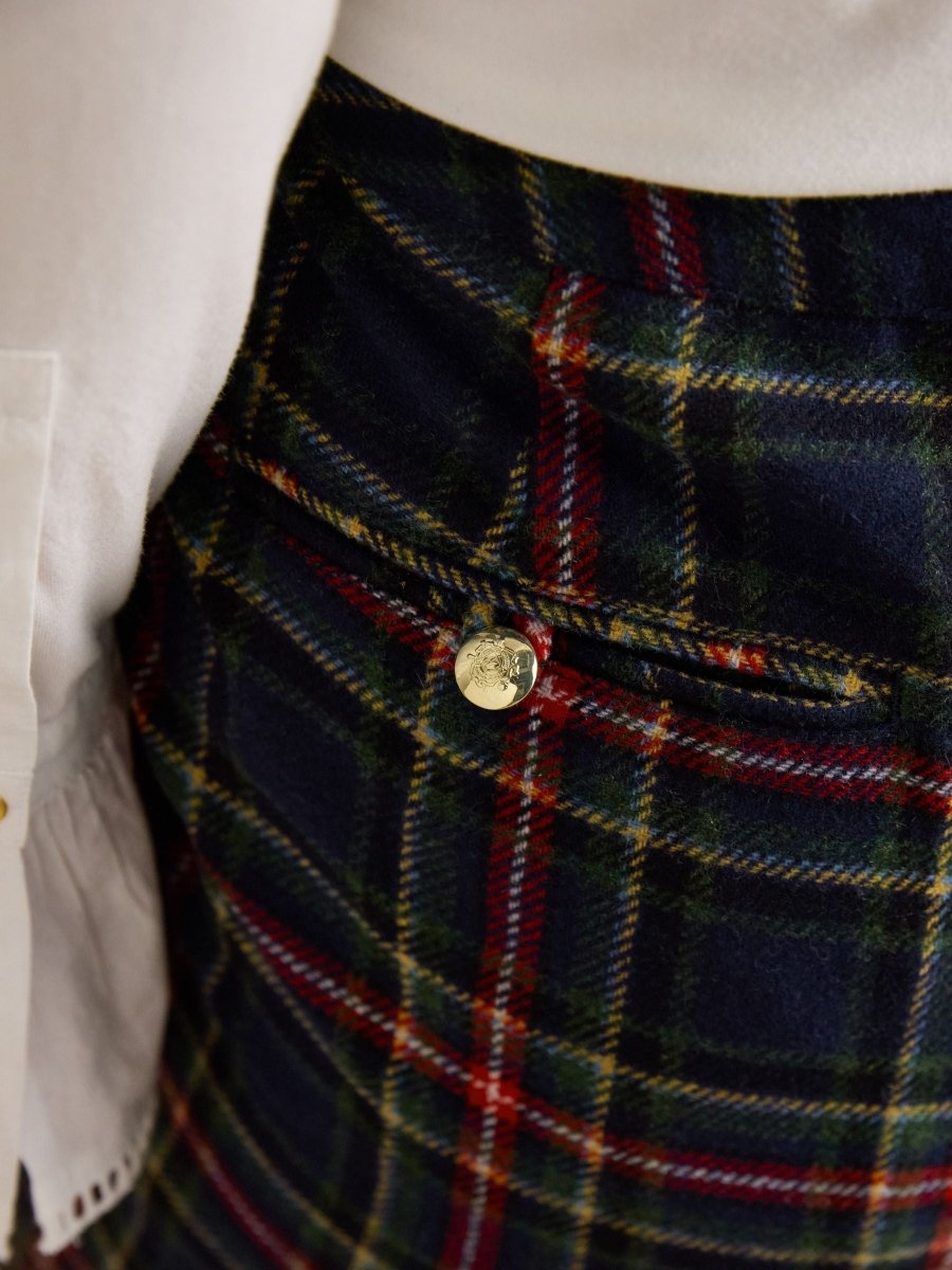 Cora Navy Tapered Tweed Trouser - RUTHERFORD & Co