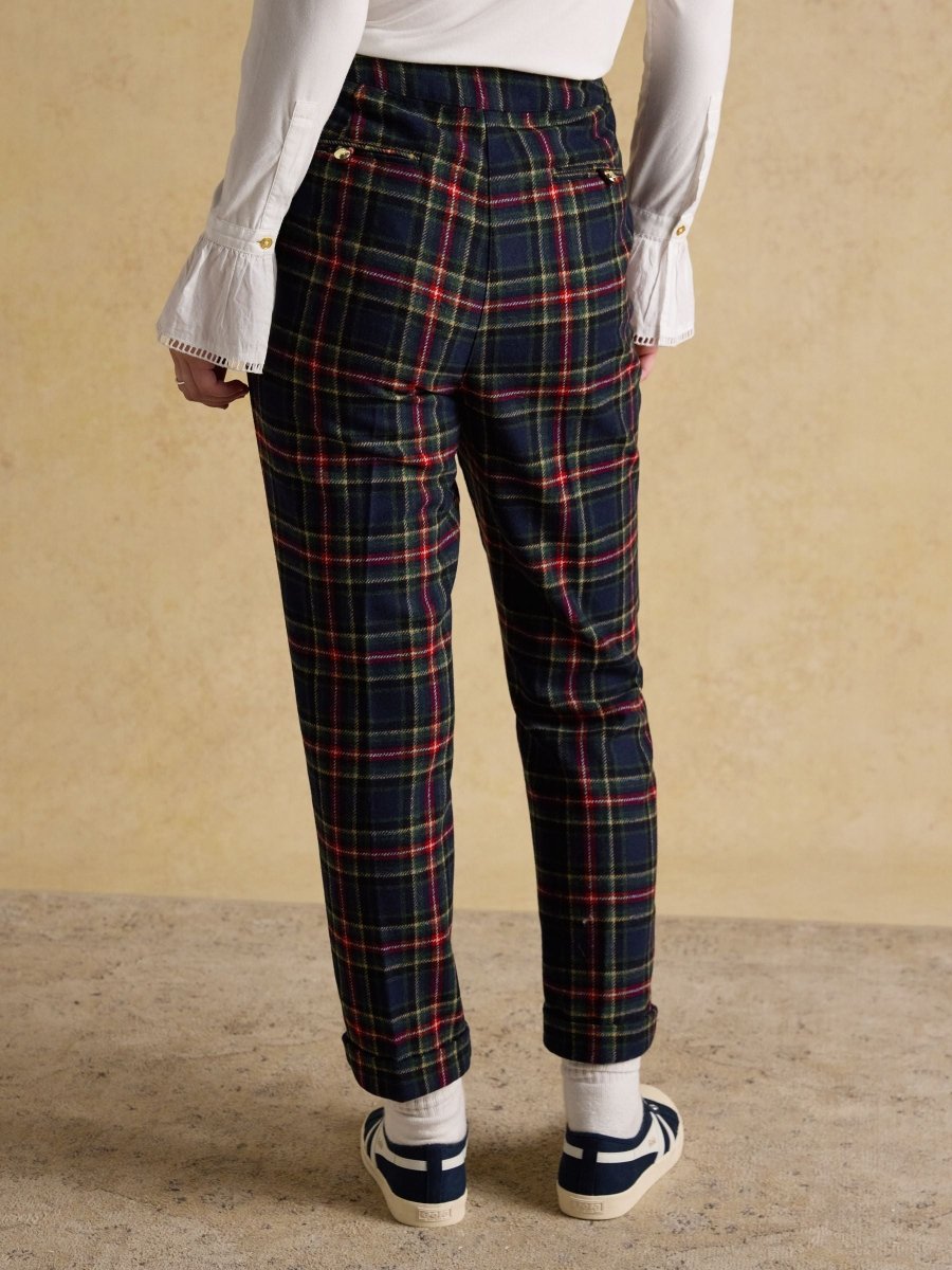 Cora Navy Tapered Tweed Trouser - RUTHERFORD & Co