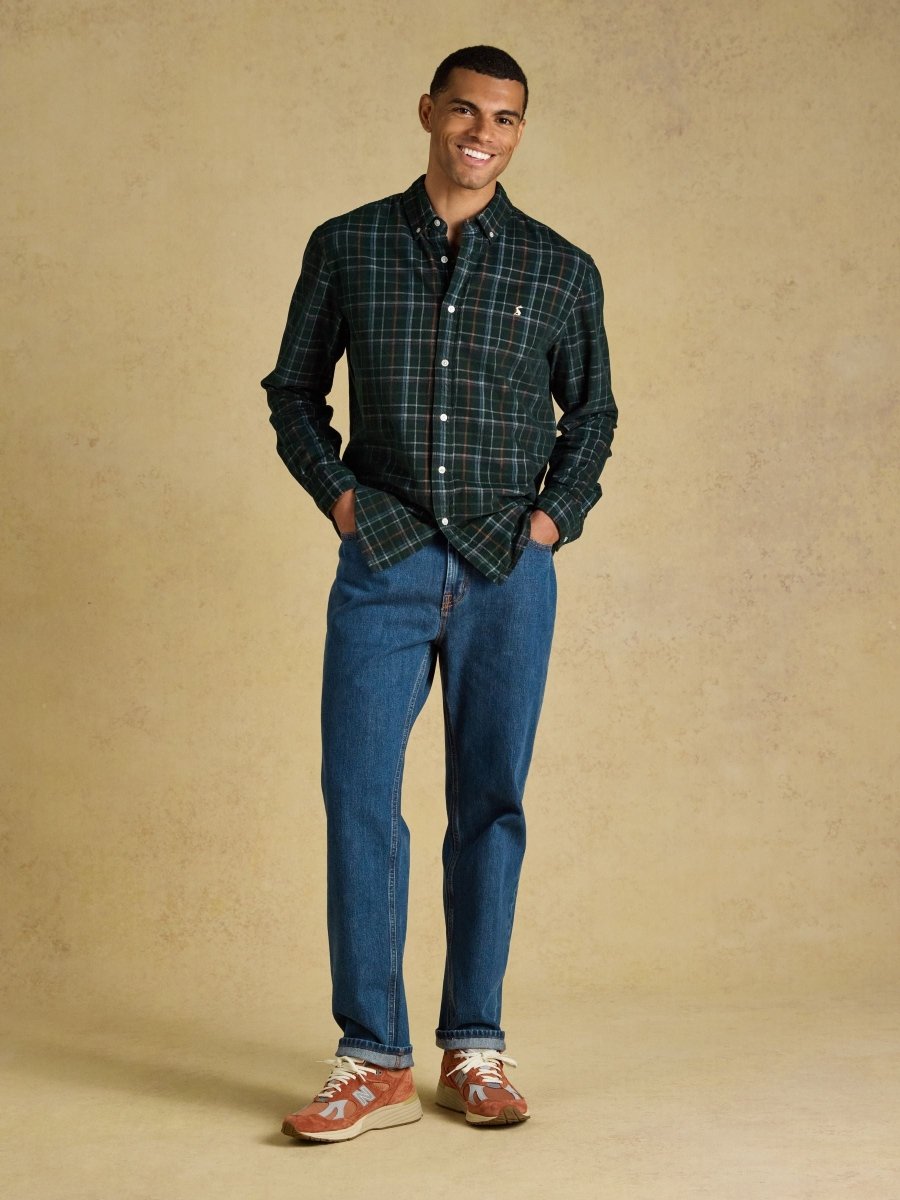 Cord Check Classic Fit Shirt - Green - RUTHERFORD & Co