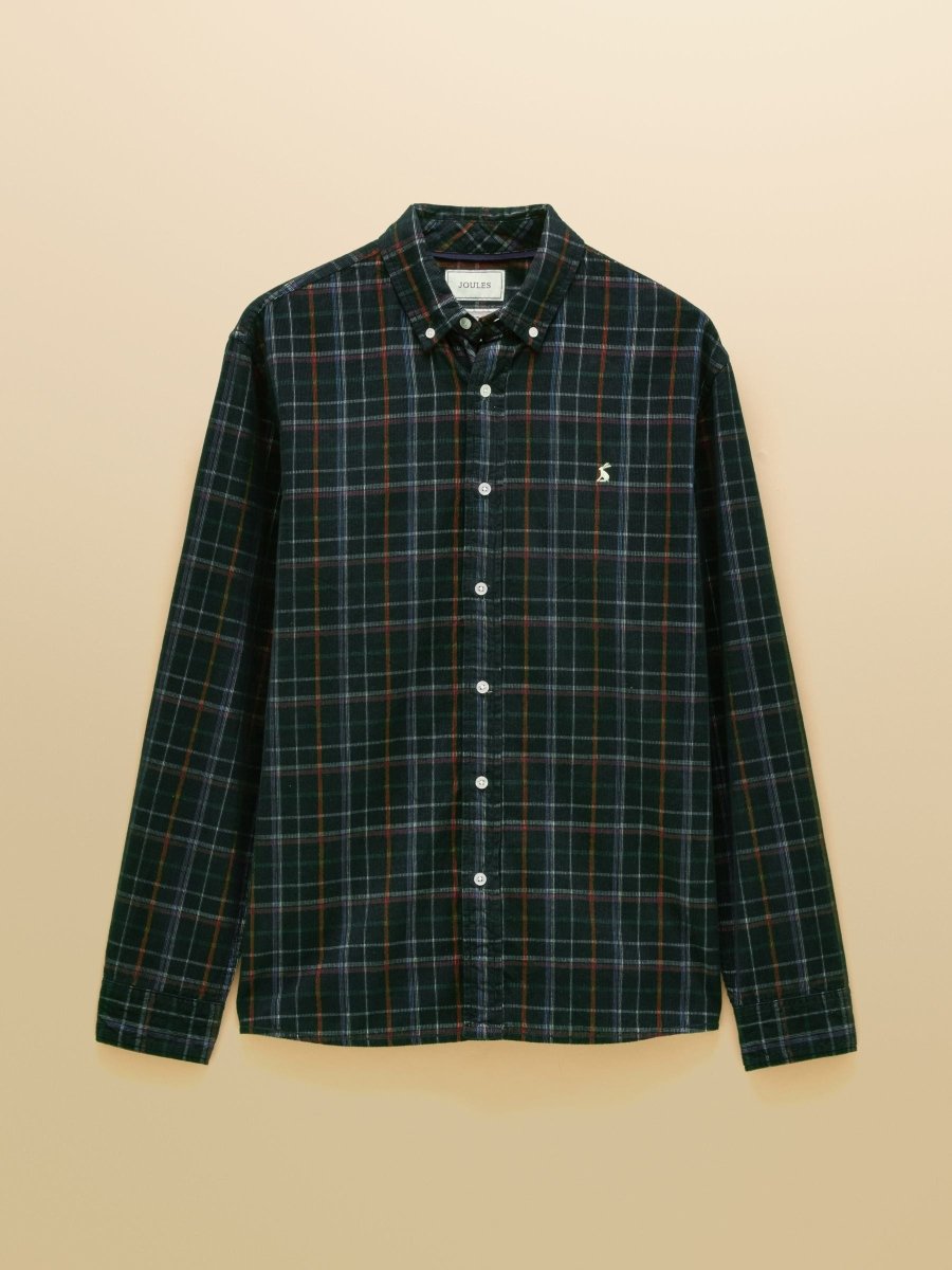 Cord Check Classic Fit Shirt - Green - RUTHERFORD & Co