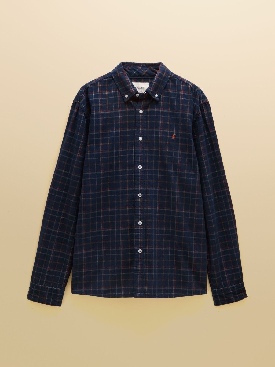 Cord Check Classic Fit Shirt - Navy - RUTHERFORD & Co