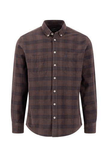 Corduroy Check Button-Down Shirt - Tobacco - RUTHERFORD & Co