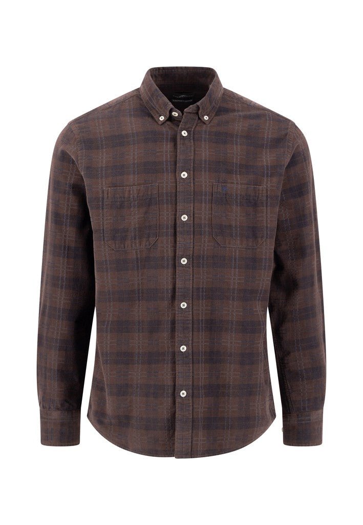 Corduroy Check Button-Down Shirt - Tobacco - RUTHERFORD & Co