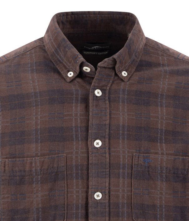 Corduroy Check Button-Down Shirt - Tobacco - RUTHERFORD & Co