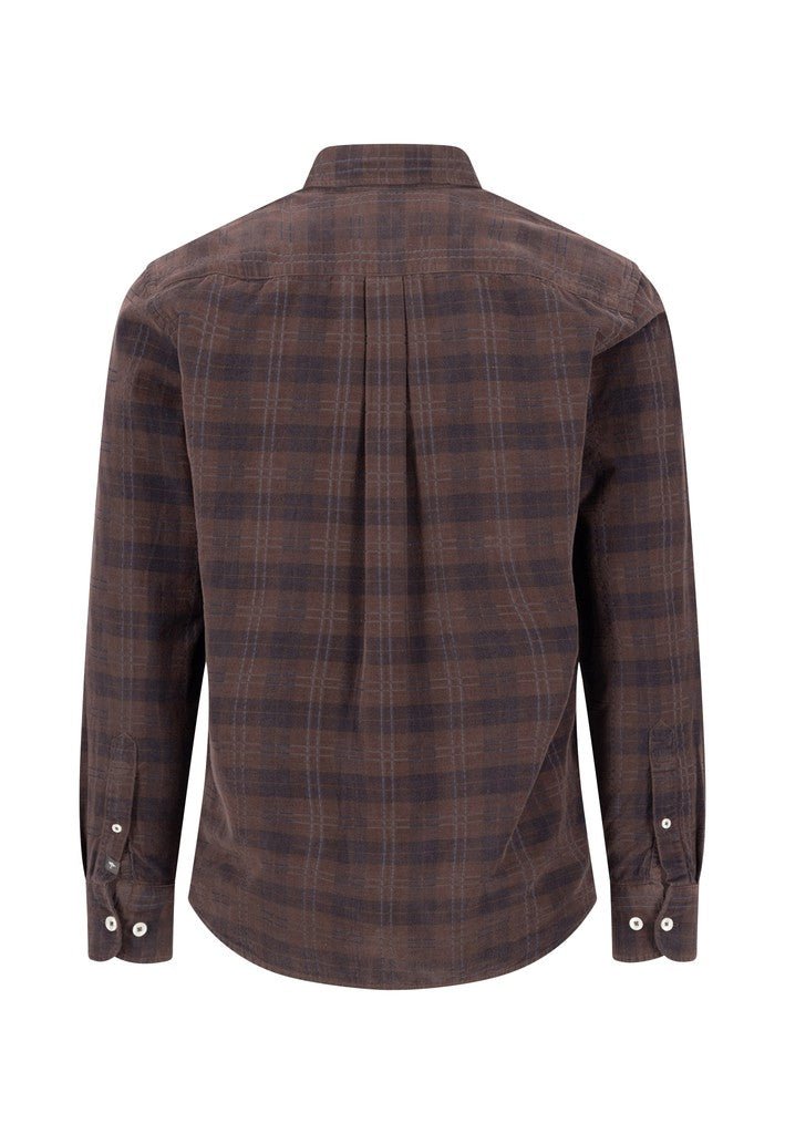 Corduroy Check Button-Down Shirt - Tobacco - RUTHERFORD & Co