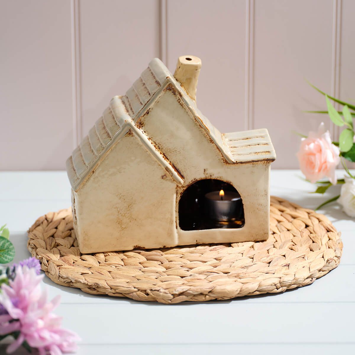 Cottage Garden Stoneware Candle Holder - RUTHERFORD & Co