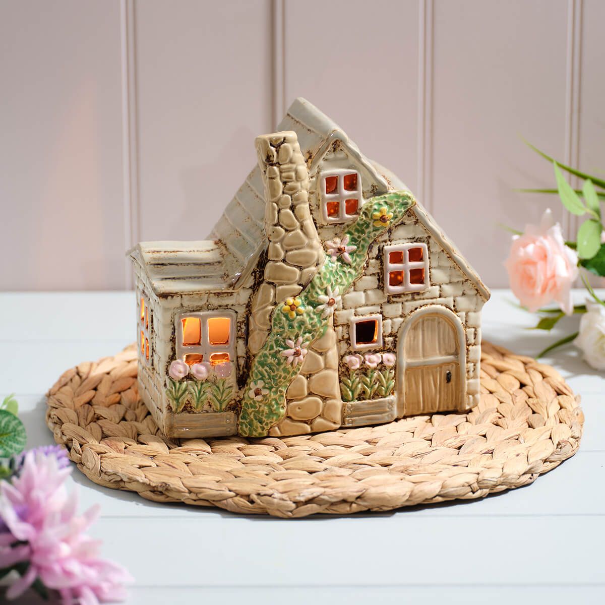 Cottage Garden Stoneware Candle Holder - RUTHERFORD & Co